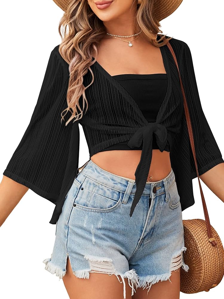 ZAFUL Women's Cropped Bolero Sheer Shrugs for Dress Short Sleeve